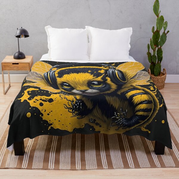 Item preview, "Splash of Color: Bee Grooving with Headphones in Vector Art" designed and sold by Best-Art-32.