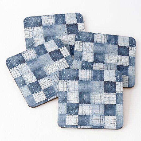 Item preview, Shibori Indigo Mudcloth Quilt Patchwork Pattern No5 designed and sold by Atomura.