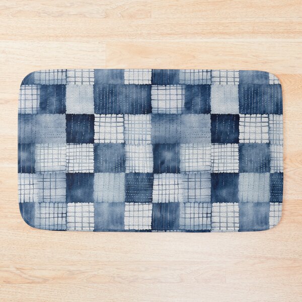 Item preview, Shibori Indigo Mudcloth Quilt Patchwork Pattern No5 designed and sold by Atomura.