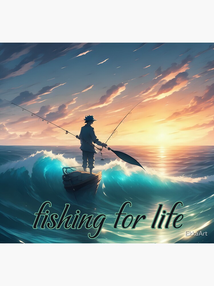 anime boy goes fishing for life under the sunlight vintage t-shirt Sticker  for Sale by EkkaArt