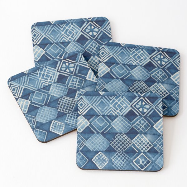 Item preview, Shibori Indigo Mudcloth Quilt Patchwork Pattern No6 designed and sold by Atomura.