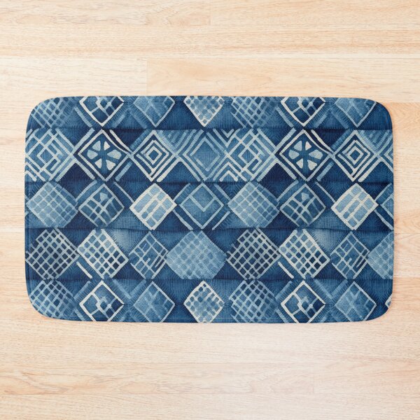 Item preview, Shibori Indigo Mudcloth Quilt Patchwork Pattern No6 designed and sold by Atomura.