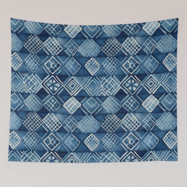 Item preview, Shibori Indigo Mudcloth Quilt Patchwork Pattern No6 designed and sold by Atomura.