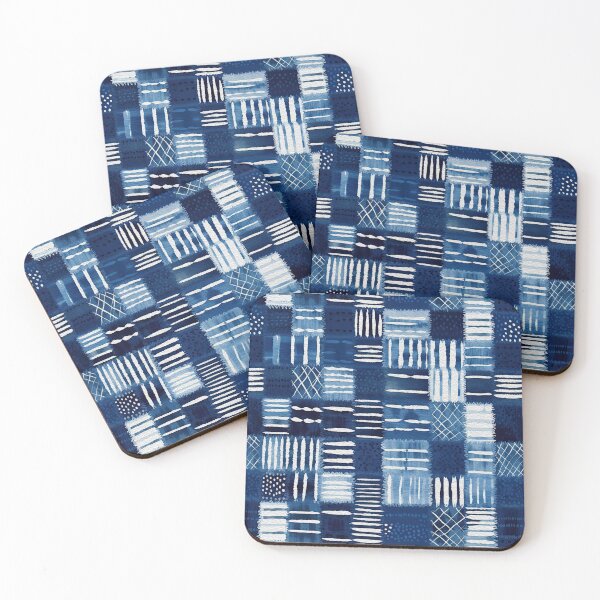Item preview, Shibori Indigo Mudcloth Quilt Patchwork Pattern No7 designed and sold by Atomura.