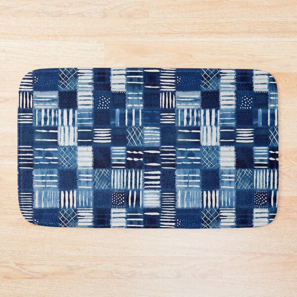 Item preview, Shibori Indigo Mudcloth Quilt Patchwork Pattern No7 designed and sold by Atomura.