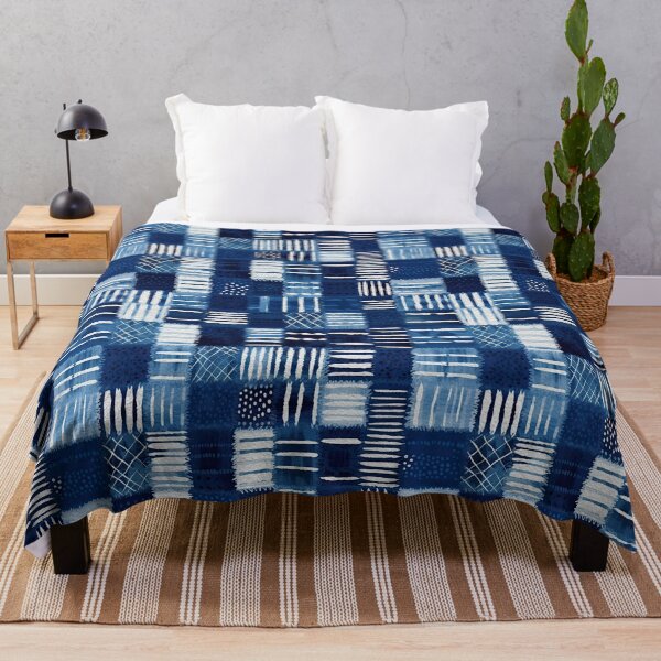 Item preview, Shibori Indigo Mudcloth Quilt Patchwork Pattern No7 designed and sold by Atomura.