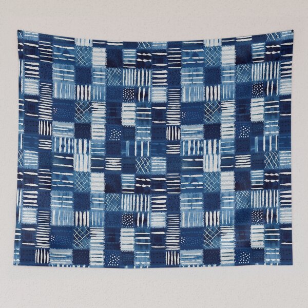 Item preview, Shibori Indigo Mudcloth Quilt Patchwork Pattern No7 designed and sold by Atomura.