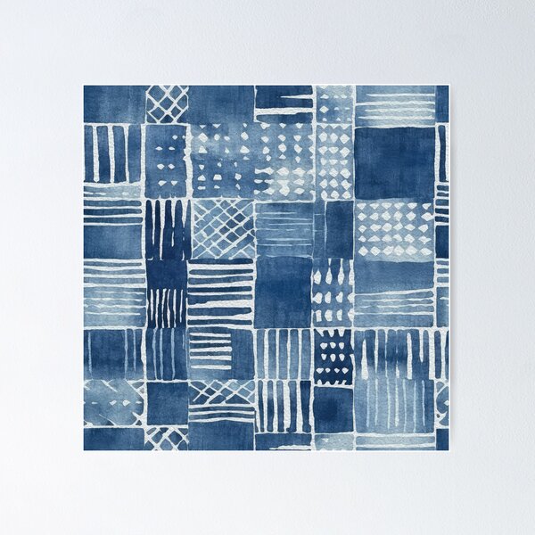 Item preview, Shibori Indigo Mudcloth Quilt Patchwork Pattern No8 designed and sold by Atomura.