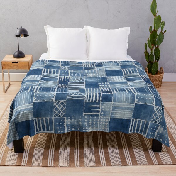Item preview, Shibori Indigo Mudcloth Quilt Patchwork Pattern No8 designed and sold by Atomura.