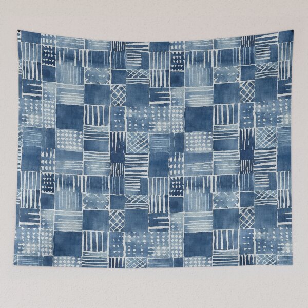 Item preview, Shibori Indigo Mudcloth Quilt Patchwork Pattern No8 designed and sold by Atomura.