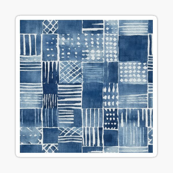 Item preview, Shibori Indigo Mudcloth Quilt Patchwork Pattern No8 designed and sold by Atomura.