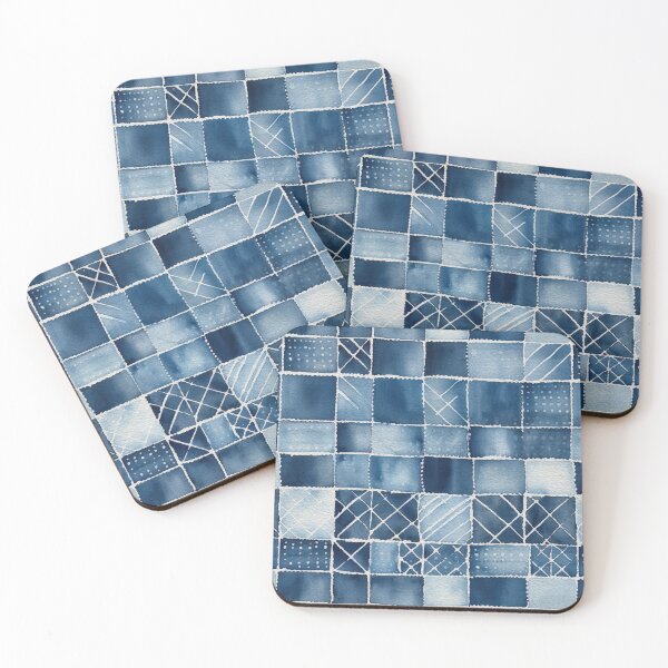 Item preview, Shibori Indigo Mudcloth Quilt Patchwork Pattern No9 designed and sold by Atomura.