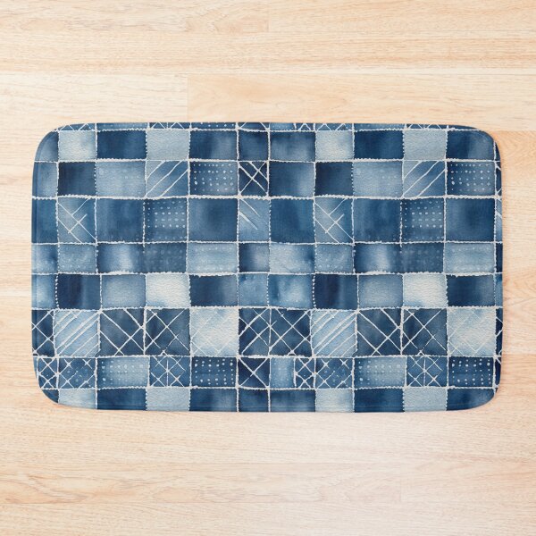 Item preview, Shibori Indigo Mudcloth Quilt Patchwork Pattern No9 designed and sold by Atomura.