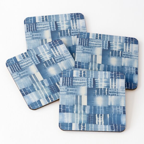 Item preview, Shibori Indigo Mudcloth Quilt Patchwork Pattern No10 designed and sold by Atomura.