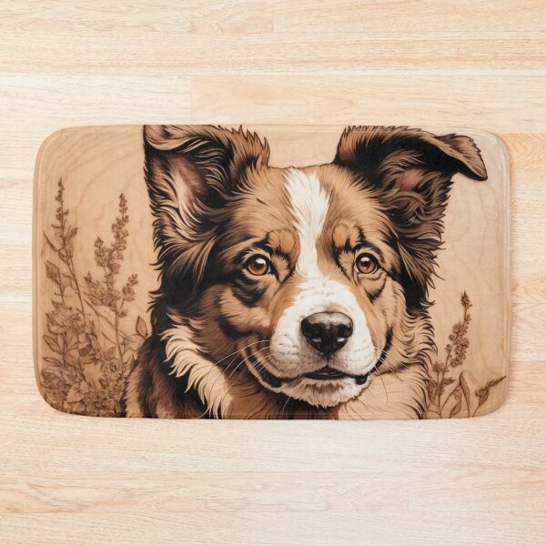 Item preview, Australian Shepherd Portrait: The Warmth of Wood (Pyro Pets Art - 002) designed and sold by pyropetsart.