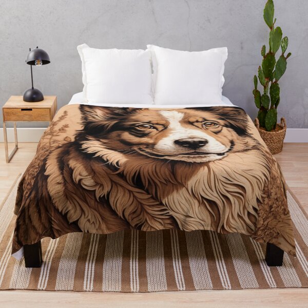 Item preview, Australian Shepherd Portrait: The Warmth of Wood (Pyro Pets Art - 002) designed and sold by pyropetsart.