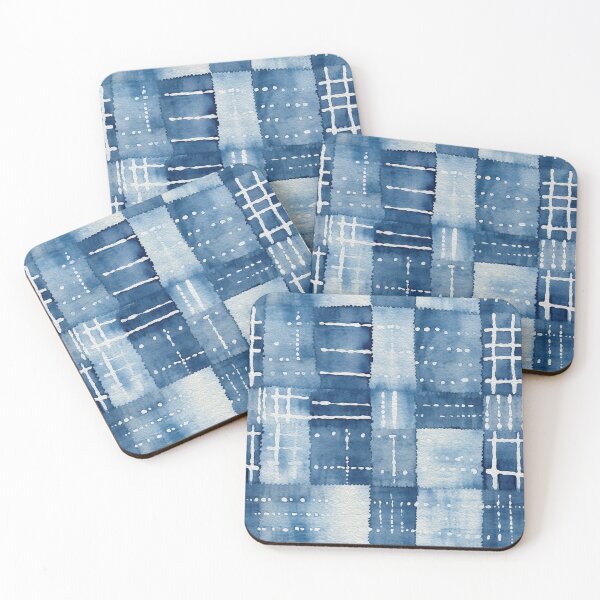 Item preview, Shibori Indigo Mudcloth Quilt Patchwork Pattern No11 designed and sold by Atomura.