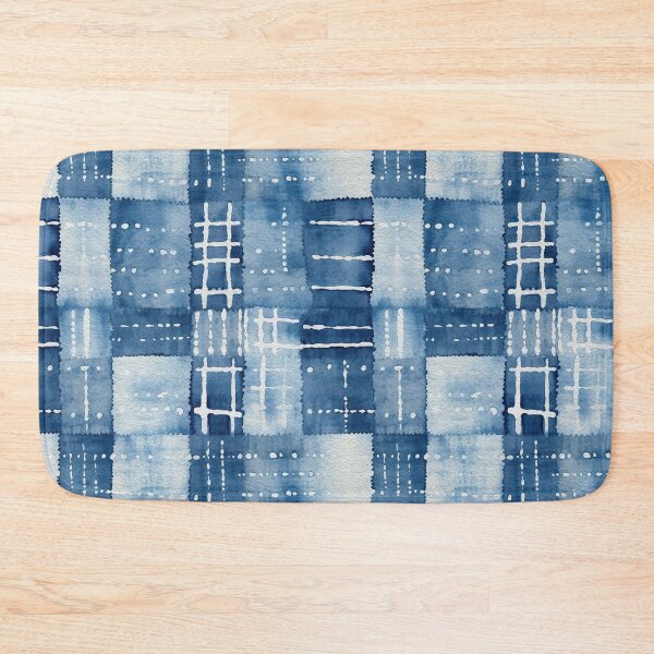 Item preview, Shibori Indigo Mudcloth Quilt Patchwork Pattern No11 designed and sold by Atomura.