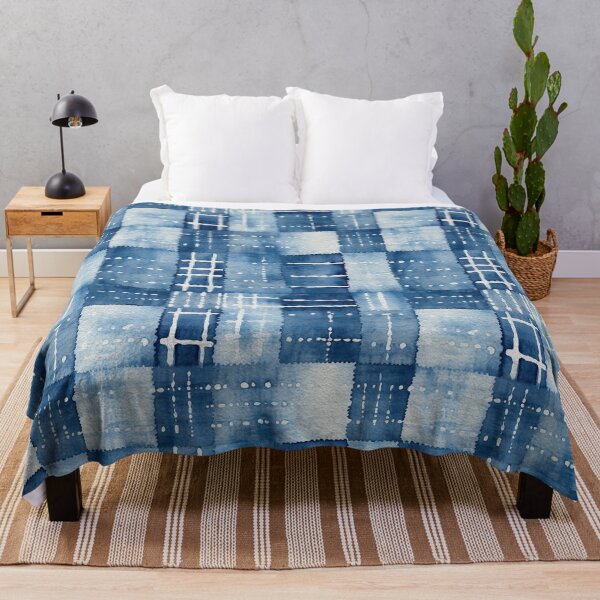 Item preview, Shibori Indigo Mudcloth Quilt Patchwork Pattern No11 designed and sold by Atomura.