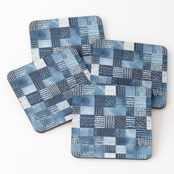 Item preview, Shibori Indigo Mudcloth Quilt Patchwork Pattern No12 designed and sold by Atomura.