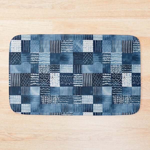 Item preview, Shibori Indigo Mudcloth Quilt Patchwork Pattern No12 designed and sold by Atomura.