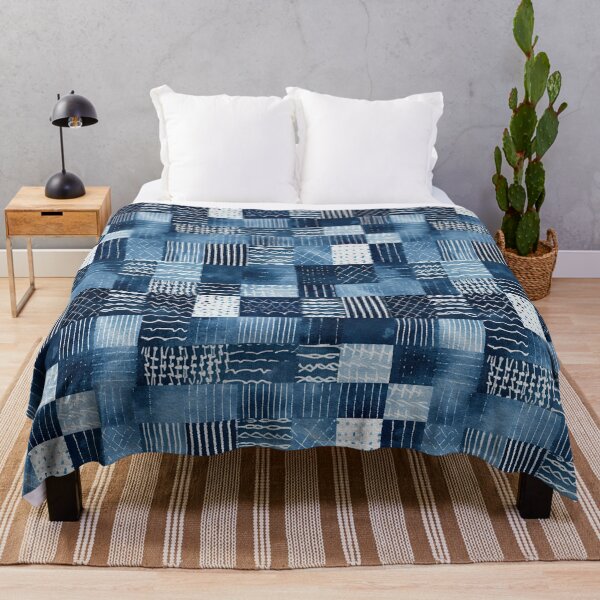 Item preview, Shibori Indigo Mudcloth Quilt Patchwork Pattern No12 designed and sold by Atomura.