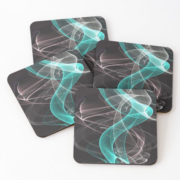Item preview, Print with veils, cyan blue and white scarf on a black background designed and sold by KinsOfTheArts.