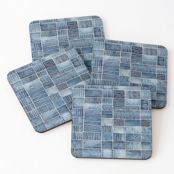 Item preview, Shibori Indigo Mudcloth Quilt Patchwork Pattern No13 designed and sold by Atomura.