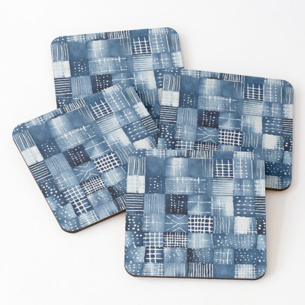 Item preview, Shibori Indigo Mudcloth Quilt Patchwork Pattern No14 designed and sold by Atomura.