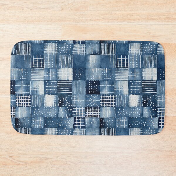Item preview, Shibori Indigo Mudcloth Quilt Patchwork Pattern No14 designed and sold by Atomura.