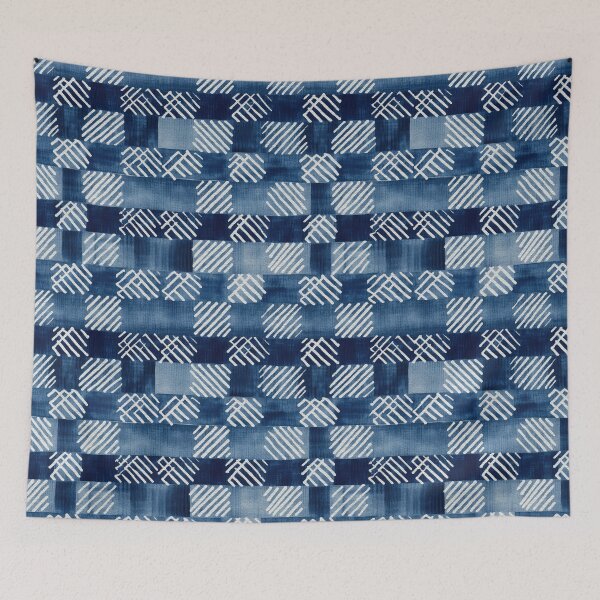 Item preview, Shibori Indigo Mudcloth Quilt Patchwork Pattern No15 designed and sold by Atomura.
