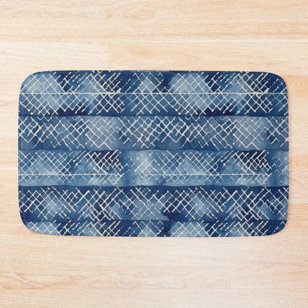 Item preview, Shibori Indigo Mudcloth Quilt Patchwork Pattern No16 designed and sold by Atomura.