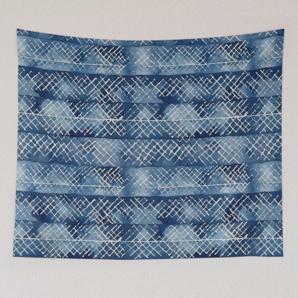 Item preview, Shibori Indigo Mudcloth Quilt Patchwork Pattern No16 designed and sold by Atomura.