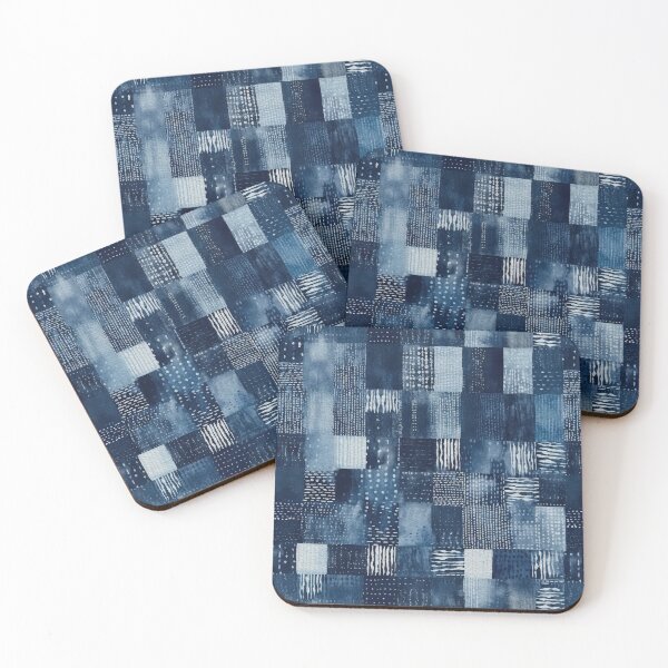 Item preview, Shibori Indigo Mudcloth Quilt Patchwork Pattern No17 designed and sold by Atomura.