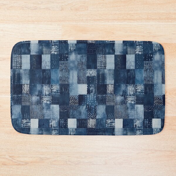 Item preview, Shibori Indigo Mudcloth Quilt Patchwork Pattern No17 designed and sold by Atomura.