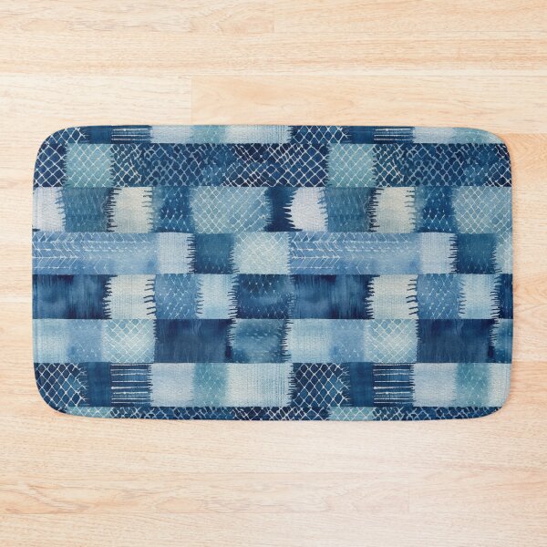 Item preview, Shibori Indigo Mudcloth Quilt Patchwork Pattern No18 designed and sold by Atomura.