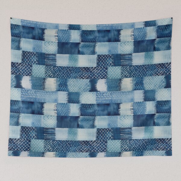 Item preview, Shibori Indigo Mudcloth Quilt Patchwork Pattern No18 designed and sold by Atomura.