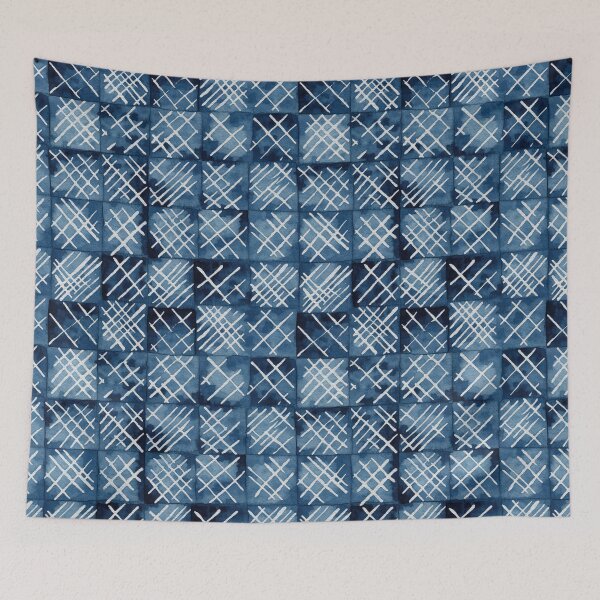 Item preview, Shibori Indigo Mudcloth Quilt Patchwork Pattern No19 designed and sold by Atomura.