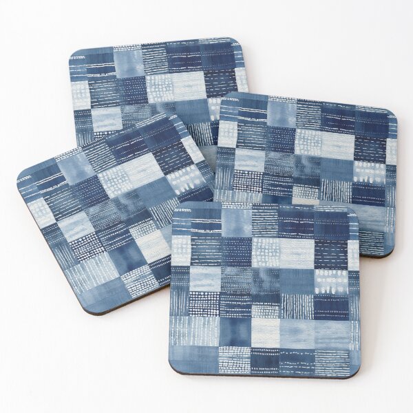Item preview, Shibori Indigo Mudcloth Quilt Patchwork Pattern No20 designed and sold by Atomura.
