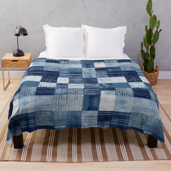 Item preview, Shibori Indigo Mudcloth Quilt Patchwork Pattern No20 designed and sold by Atomura.