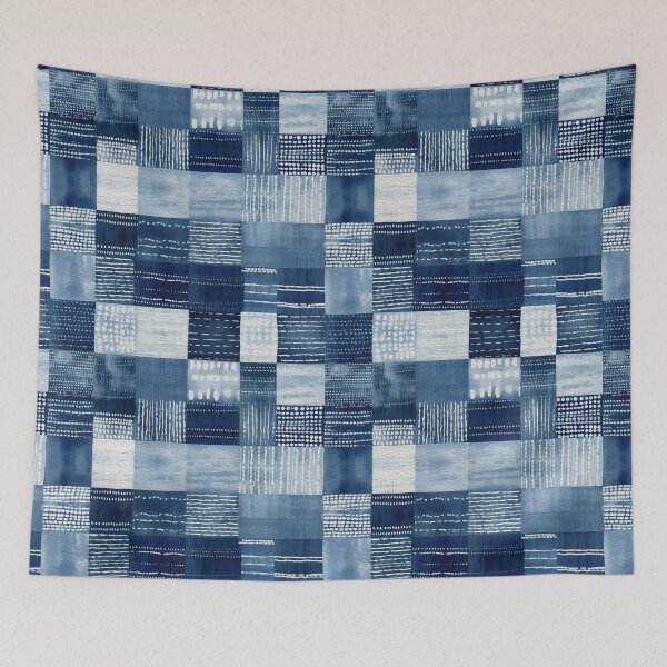 Item preview, Shibori Indigo Mudcloth Quilt Patchwork Pattern No20 designed and sold by Atomura.