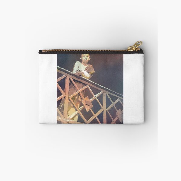 Item preview, Cambodian monk standing at Wat in Phnom Penh, Cambodia designed and sold by rfoxphoto.
