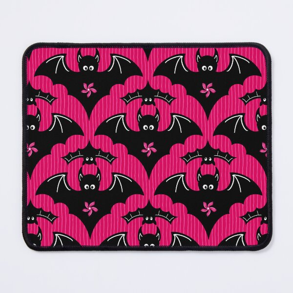 Item preview, bat yoga class on fuchsia stripes | repeat pattern designed and sold by colorofmagic.