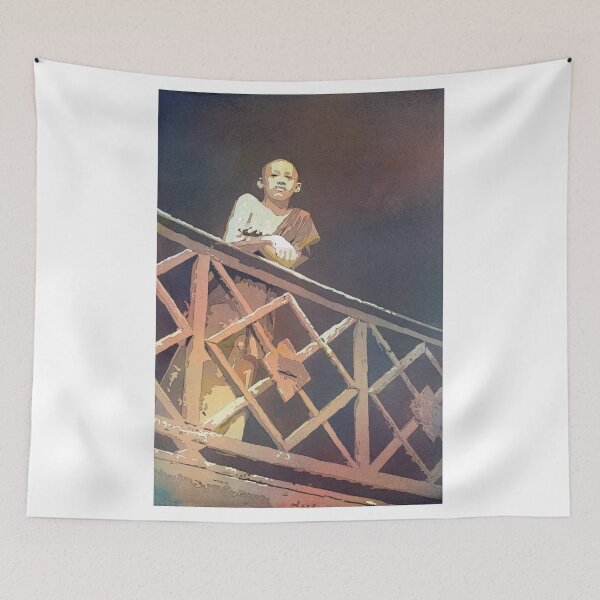 Item preview, Cambodian monk standing at Wat in Phnom Penh, Cambodia designed and sold by rfoxphoto.