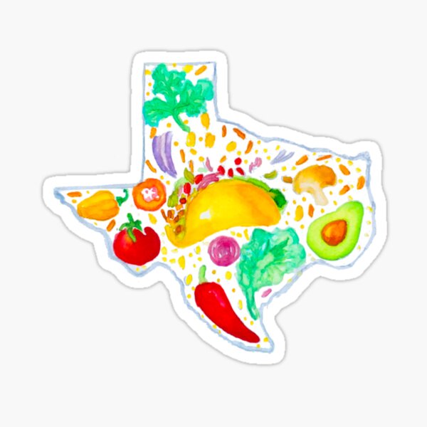 Watercolor Texas Tacos Illustration Sticker