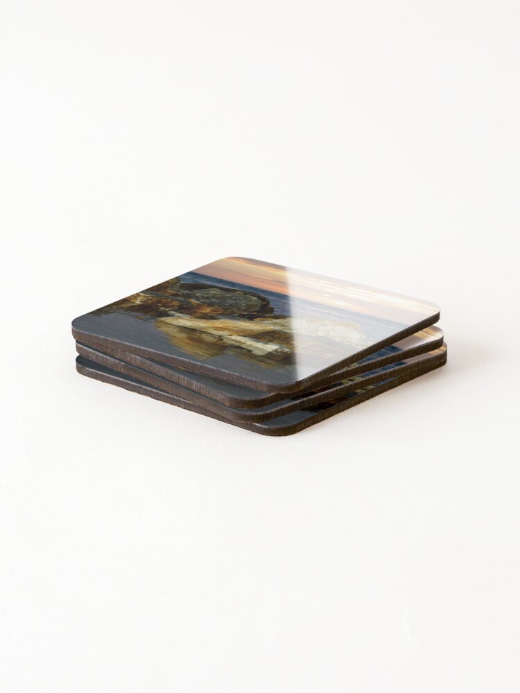 Thumbnail 4 of 5, Coasters (Set of 4), Beach, Rocks, Setting Sun. designed and sold by Billlee.