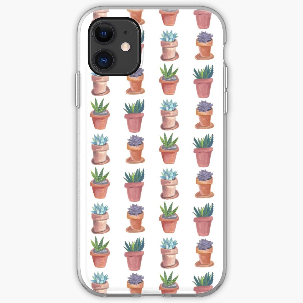 Succulents are awesome! Hand painted succulents in terracotta pots iPhone Case & Cover