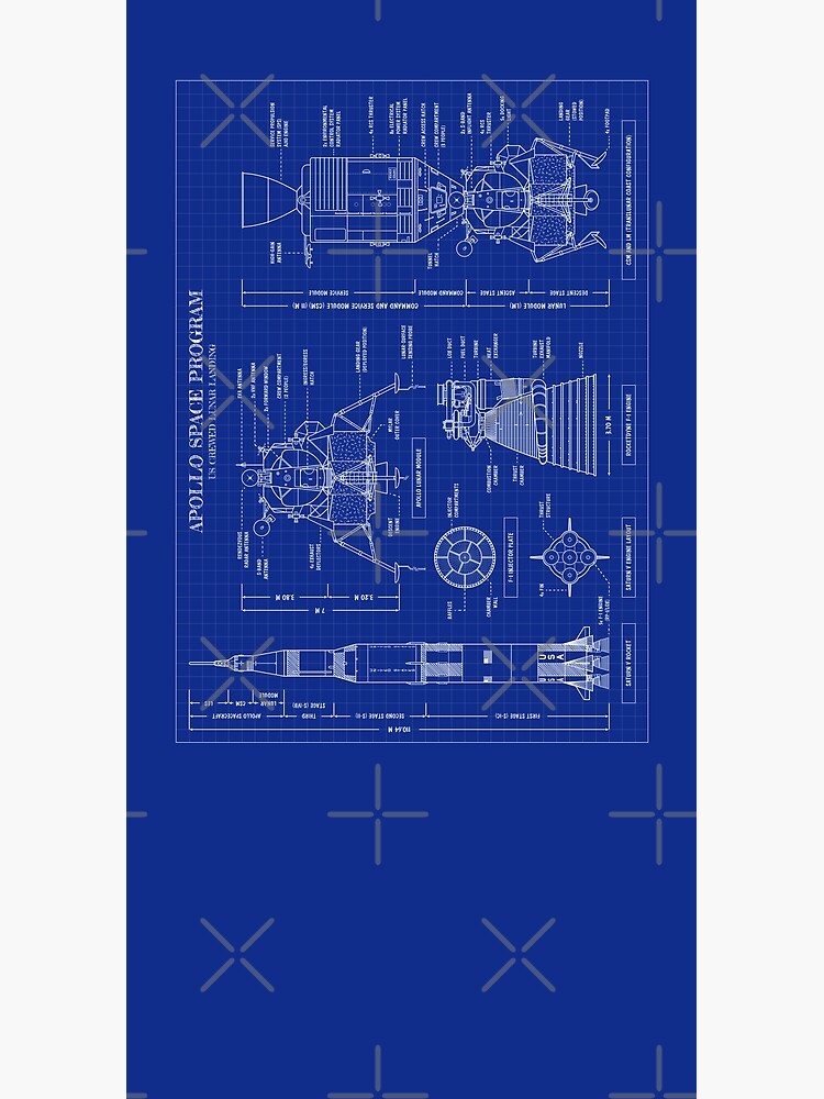 Apollo Program (1961 - 1975) Blueprint Backpack for Sale by BLUE GALAXY  DESIGNS