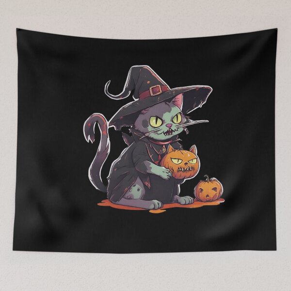 Item preview, spooky Halloween zombie cat designed and sold by in-leggings.