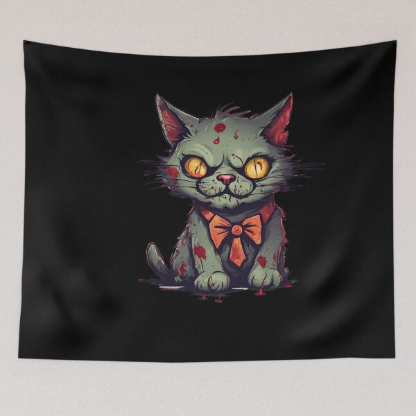 Item preview, creepy Halloween zombie cat designed and sold by in-leggings.